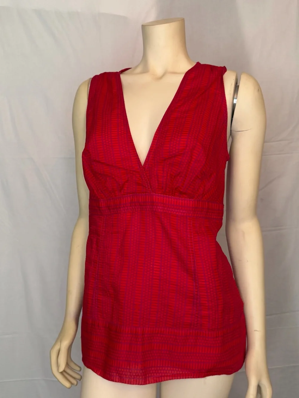 Tory Burch Vibrant Red and Pink Patterned Tunic